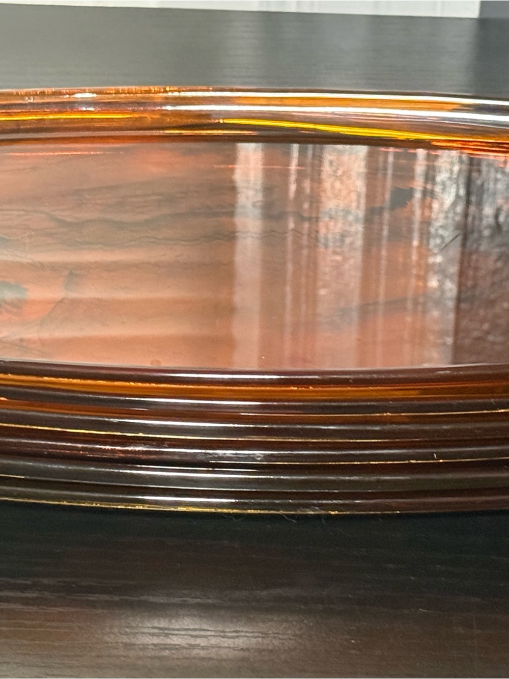 Set of (6) Vintage MCM Marbled Amber Lucite Faux Tortoise Shell Snack Trays - Picture 2 of 9